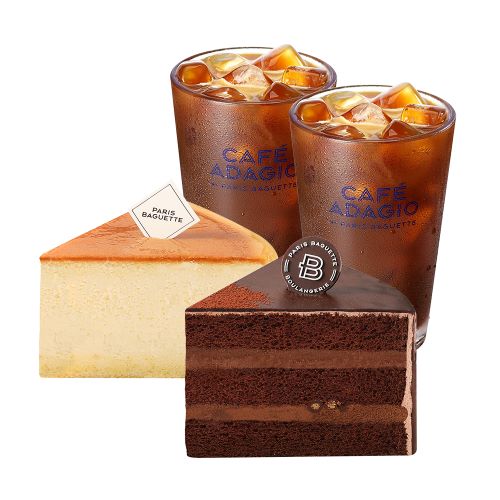 촉촉한 클래식 치즈케이크(조각)+ 부드러운 초코가나슈 케이크(조각)+아이스 아메리카노 2잔