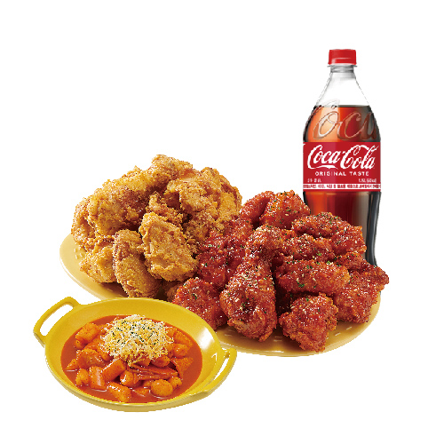 (순살)반반치킨(후라이드/양념)+떡볶이+콜라1.25L