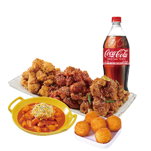 (순살)노랑3종+떡볶이+오리지널치즈볼+콜라1.25L