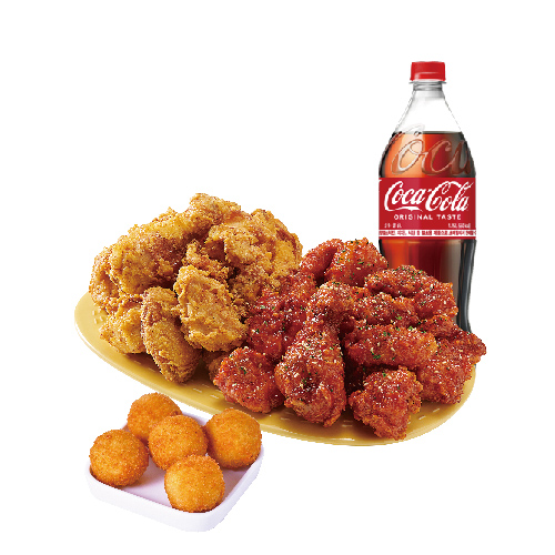 (순살)반반치킨(후라이드/양념)+오리지널치즈볼+콜라1.25L
