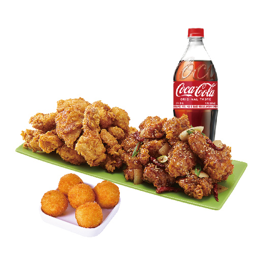 (순살)반반치킨(후라이드/깐풍)+오리지널치즈볼+콜라1.25L