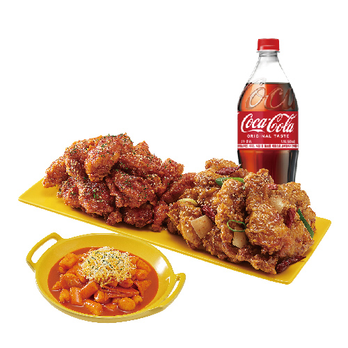 (순살)반반치킨(양념/깐풍)+떡볶이+콜라1.25L