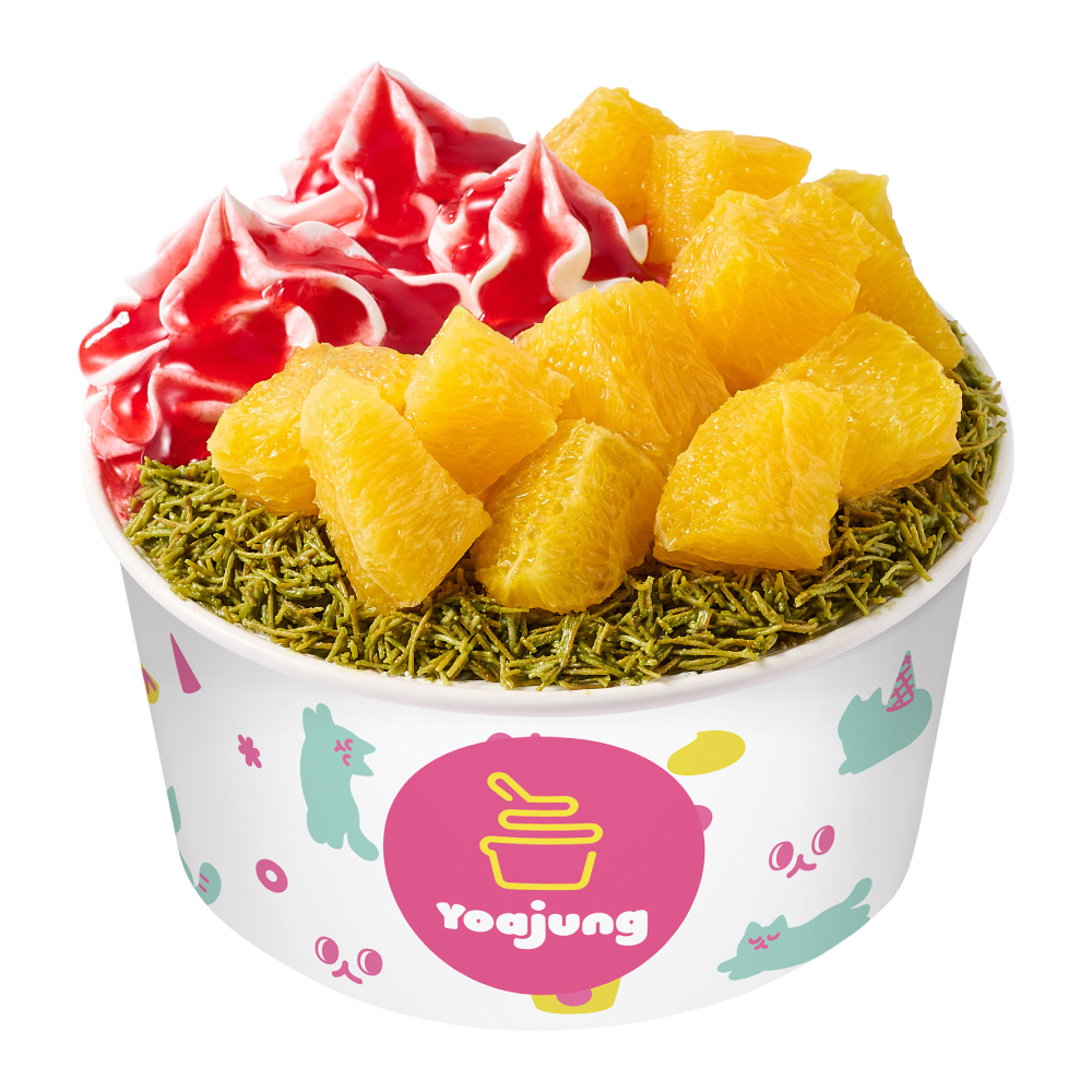 요거트아이스크림+말차카다이프+딸기베이스+오렌지