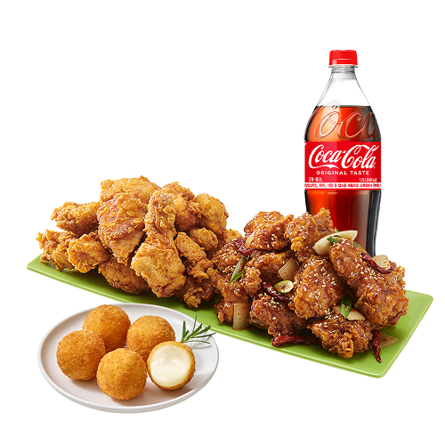 (순살/뼈)반반치킨(후라이드/깐풍)+오리지널치즈볼+콜라1.25L