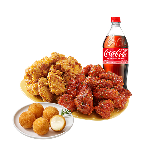 (순살/뼈)반반치킨(후라이드/양념)+오리지널치즈볼+콜라1.25L