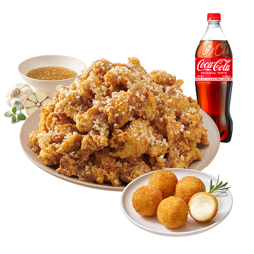 (순살/뼈)알싸한마늘치킨+오리지널치즈볼+콜라1.25L