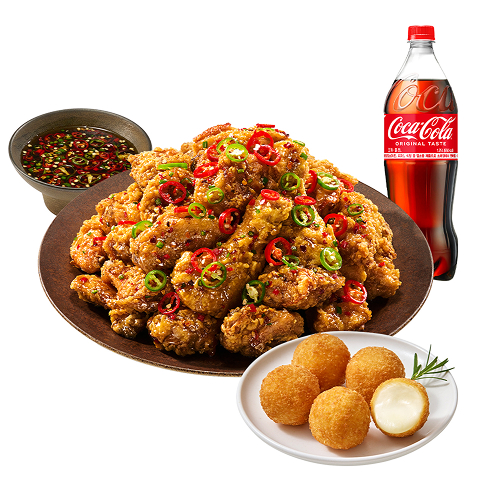 (순살/뼈)칼칼한청양치킨+오리지널치즈볼+콜라1.25L