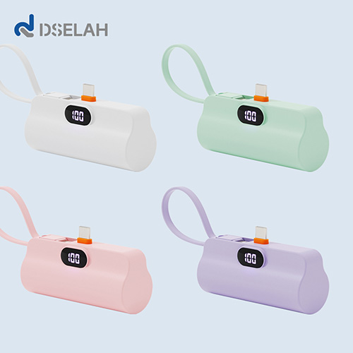 [디셀라] dselah 컬러 PD20W 고속 LCD 액정 디스플레이 5000mAh 2in1 미니 도킹형 보조배터리 1P 이미지