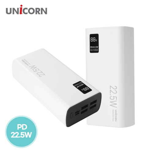 [유니콘] 대용량 30000mAh PD22.5W PD3.0 QC3.0 초고속 충전 C타입 고출력 보조배터리 PD-30000M 이미지