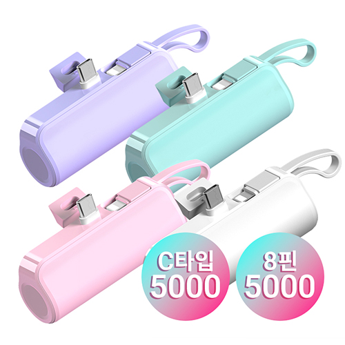 프리미엄 2way 도킹형 일체형 2in1 보조배터리 ,5000mAh (C타입,8핀) 이미지