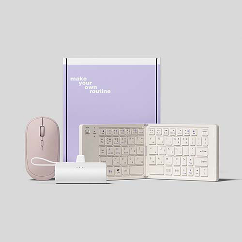 루티네 선물세트 접이식무선키보드+무소음무선마우스(02)+보조배터리 이미지